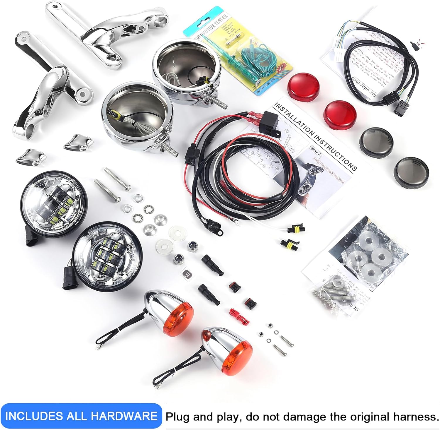 4.5'' LED Auxiliary Spotlight Turn Signal lights For harley CVO Street electra Glide Fog Light Bracket Chrome Trike FLHXXX