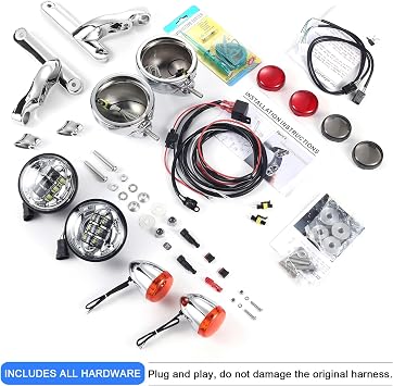 4.5'' LED Auxiliary Spotlight Turn Signal lights For harley CVO Street electra Glide Fog Light Bracket Chrome Trike FLH