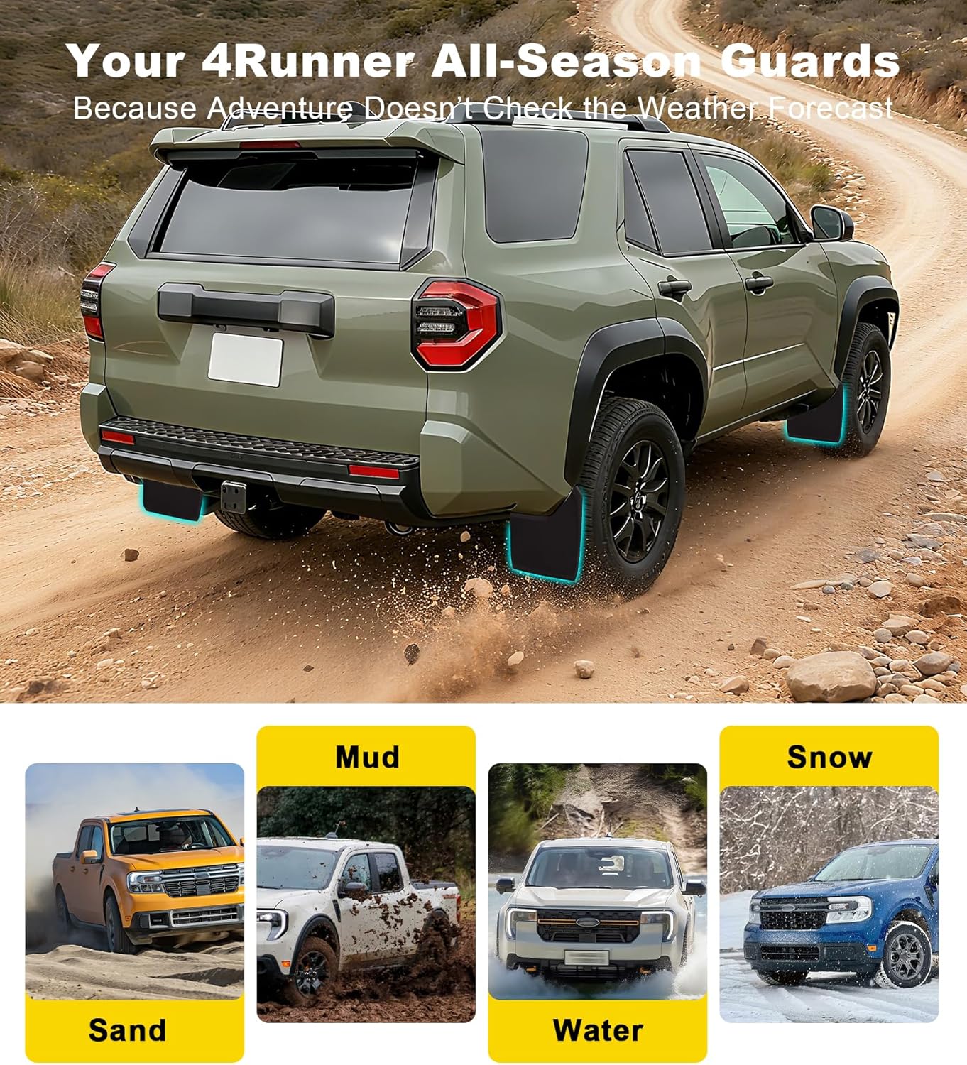 Mud Flaps for 2025 Toyota 4Runner 2026 Mudflaps Splash Guards Front Rear Mudguard Kit 6th Gen 4 Runner Accessories (Normal)