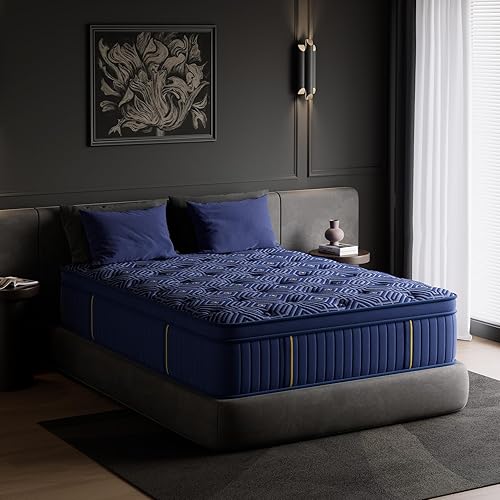 Miniatura 6 de HANNA & YANNA Colchón tamaño King de 14 pulgadas, colchones King en una caja, híbrido de espuma viscoelástica de sensación media y resortes