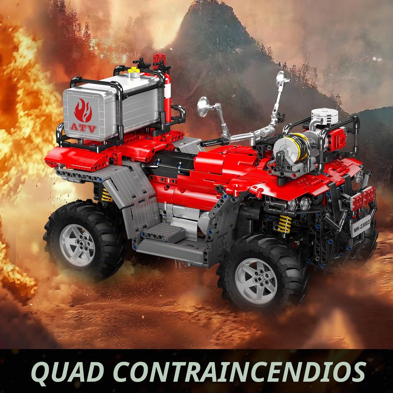 Mould King 23003 Technik ATV - Kit de construcción de Moto de Bomberos, Mando a Distancia de 2,4 G y aplicación de Doble Control, autociclo, Kit de construcción de vehículos Todoterreno (más de 2100