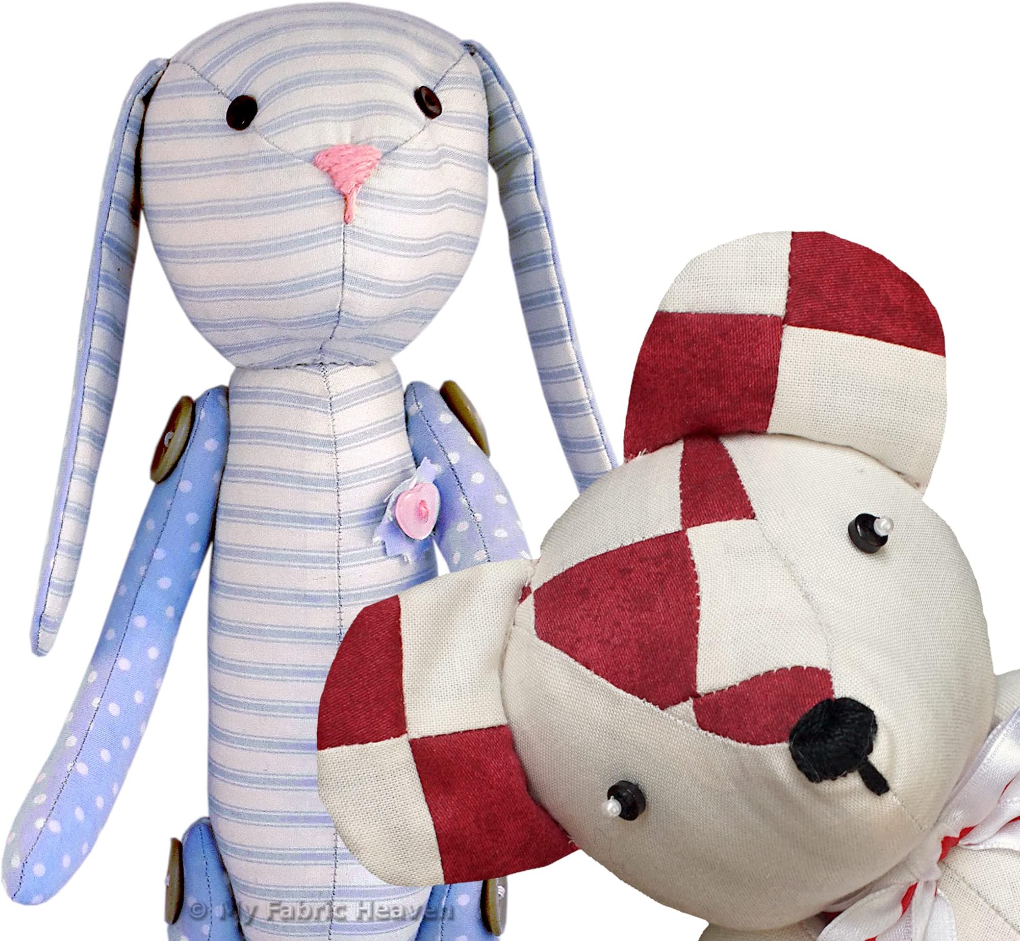 My Fabric Heaven Two Discounted Teddy Bear & Bunny Rabbit Sewing Patterns Stuffed Soft Toys & Easy Photo-Tutorial Booklet. Free Post