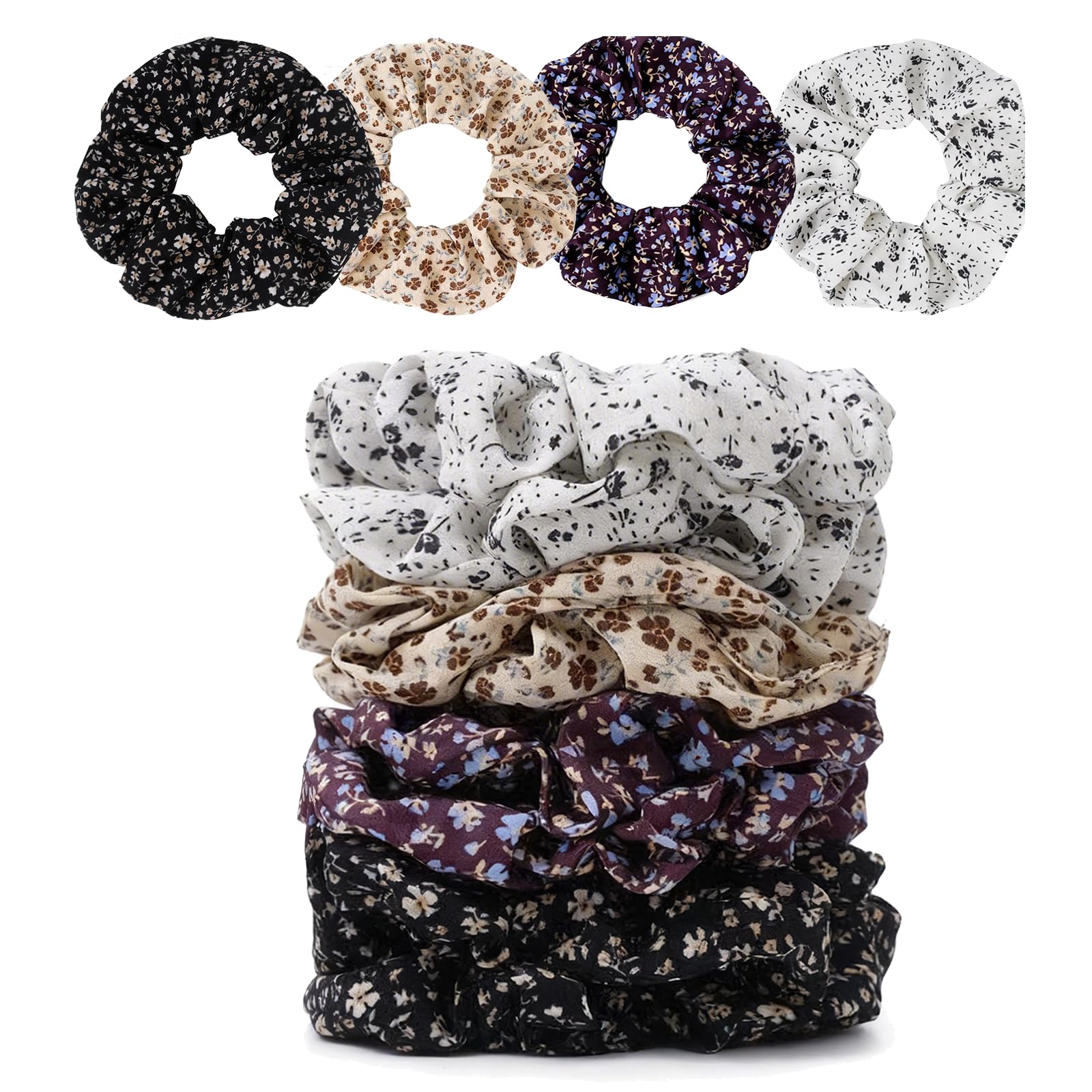Satin Scrunchies - 8 Black Silk Hair Ties -18