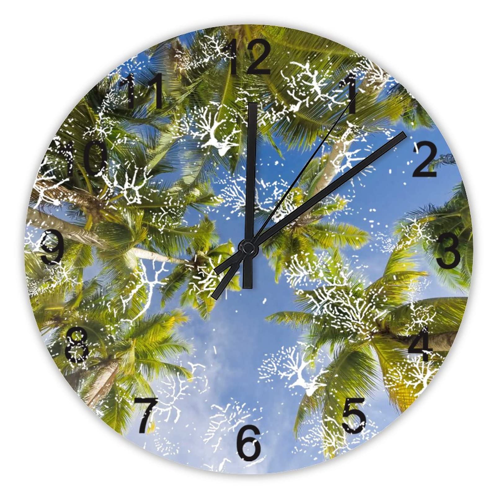 Horloge murale silencieuse de 40 cm pour cuisine et bureau motif plage