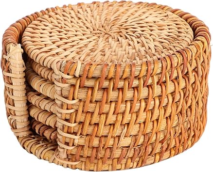 Rattan Coasters Hand Made Insulated Cup Placemat Teacup Accessories Set 10cm
