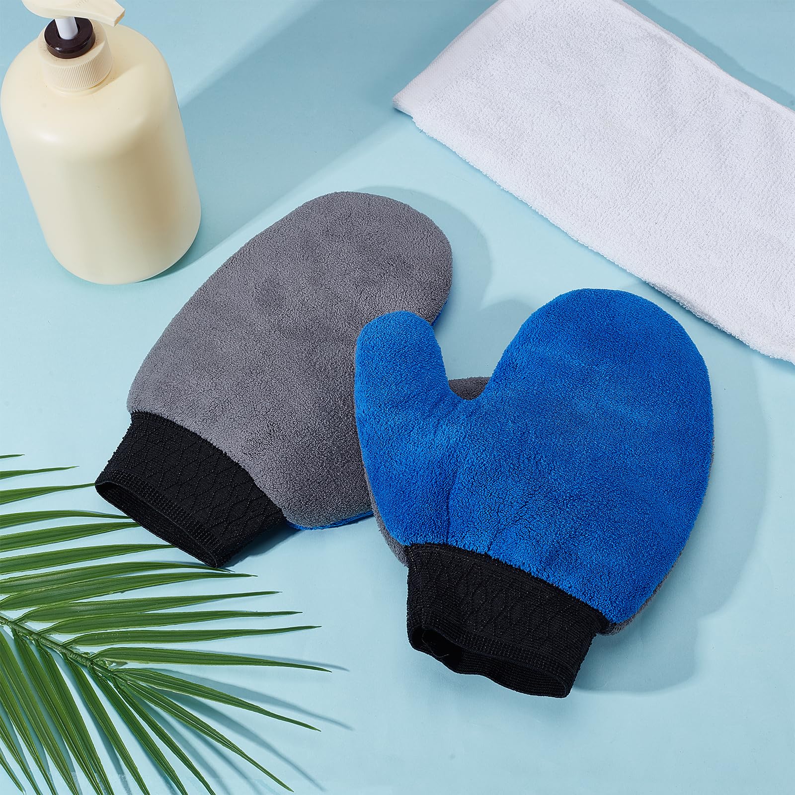 20 paire de Gants de Lavage Auto en Microfibre Bleue Gants de Nettoyage en Tissu Éponge de 230x190x15mm avec Pouce et Poignet Élastique Gants à Poussière Réutilisables pour le Nettoyage