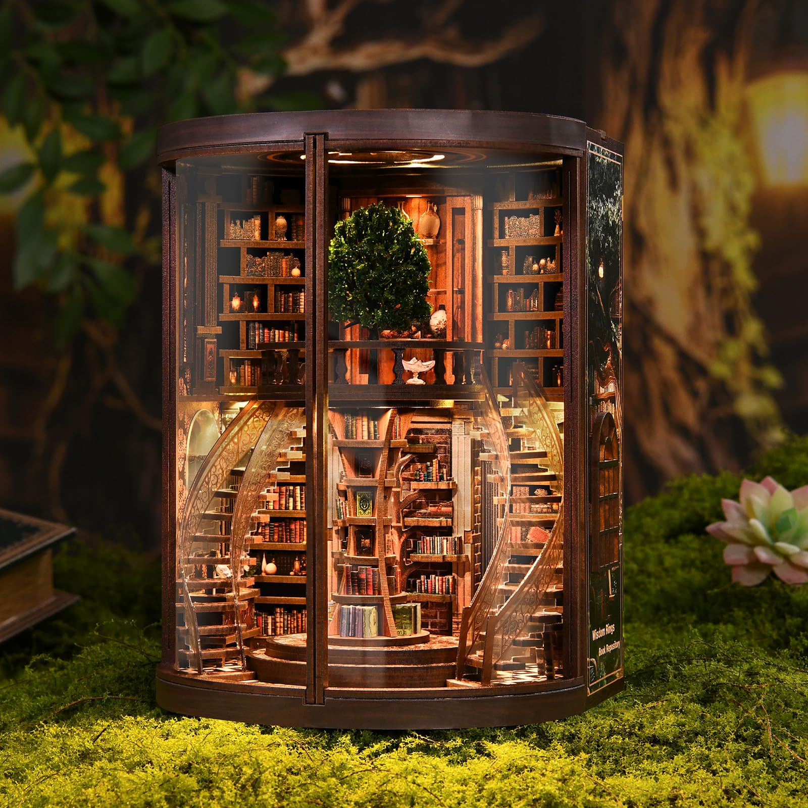 Zestaw do samodzielnego wykonania książek, ze światłem LED, Nook Art, drewniane puzzle 3D, zestaw do majsterkowania dla dorosłych, dekoracja na półkę książki, prezent na Boże Narodzenie