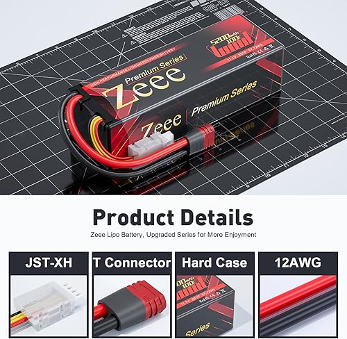 Miniatura 3 de Zeee Serie Premium 3S Lipo Battery 5200mAh 11.1V 100C Batería rígida con conector T para coches RC barco, camión, helicóptero, avión, carreras de
