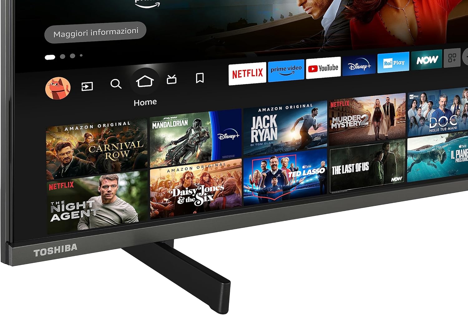 Toshiba 50QF5D63DA QLED 4K Smart Fire TV, TRU Picture, Ultra HD, HDR10, Disney+, Prime, Netflix, Dolby Vision, Dolby Atmos, Sound by Onkyo, Alexa, HDMI 2.1, Bluetooth, Airplay [Classe Energetica F]