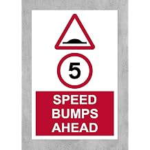 5mph speed bumps ahead safety sign - 1mm Plastic sign 300mm x 200mm