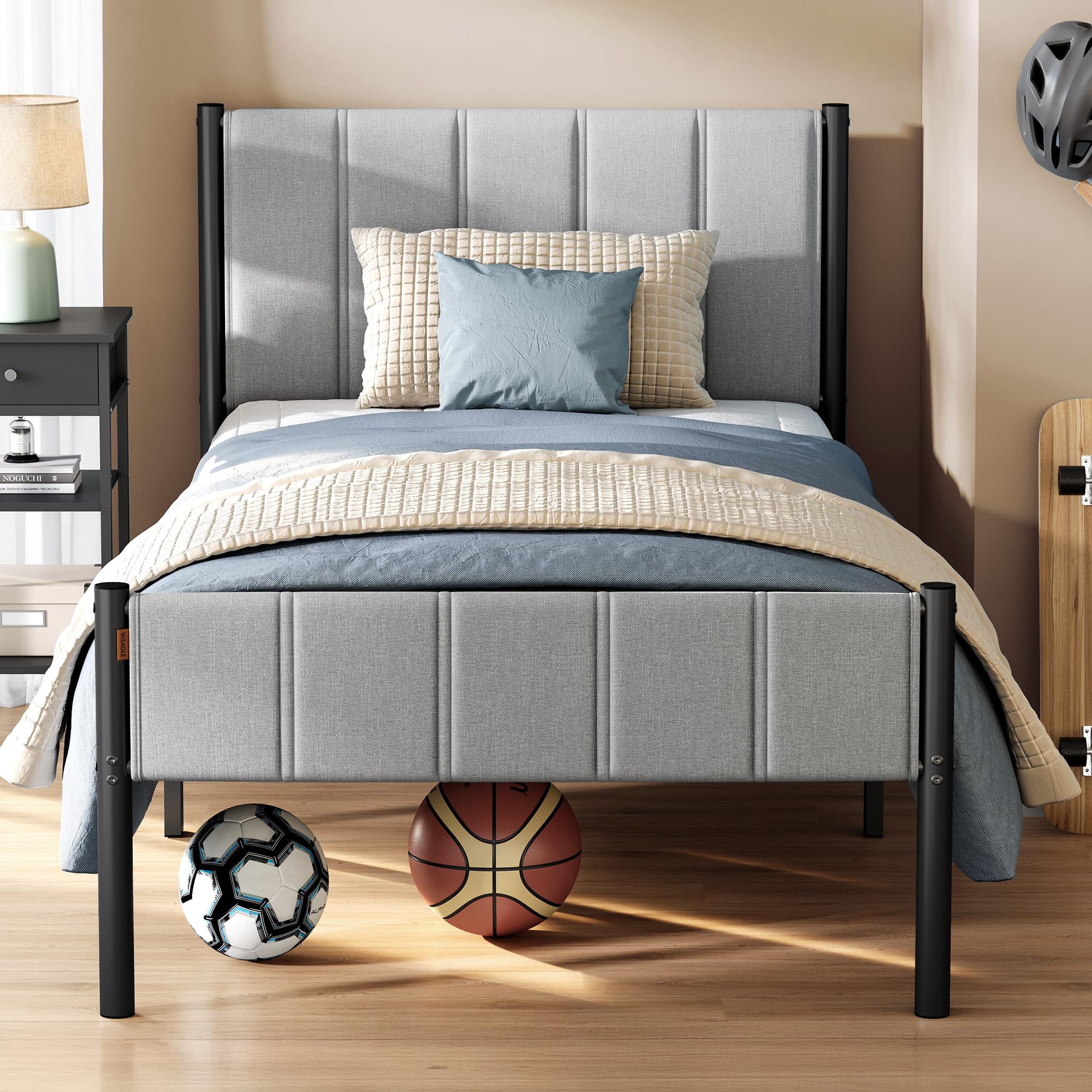 Amazon.com: VASAGLE Twin Bed Frame with Upholstered