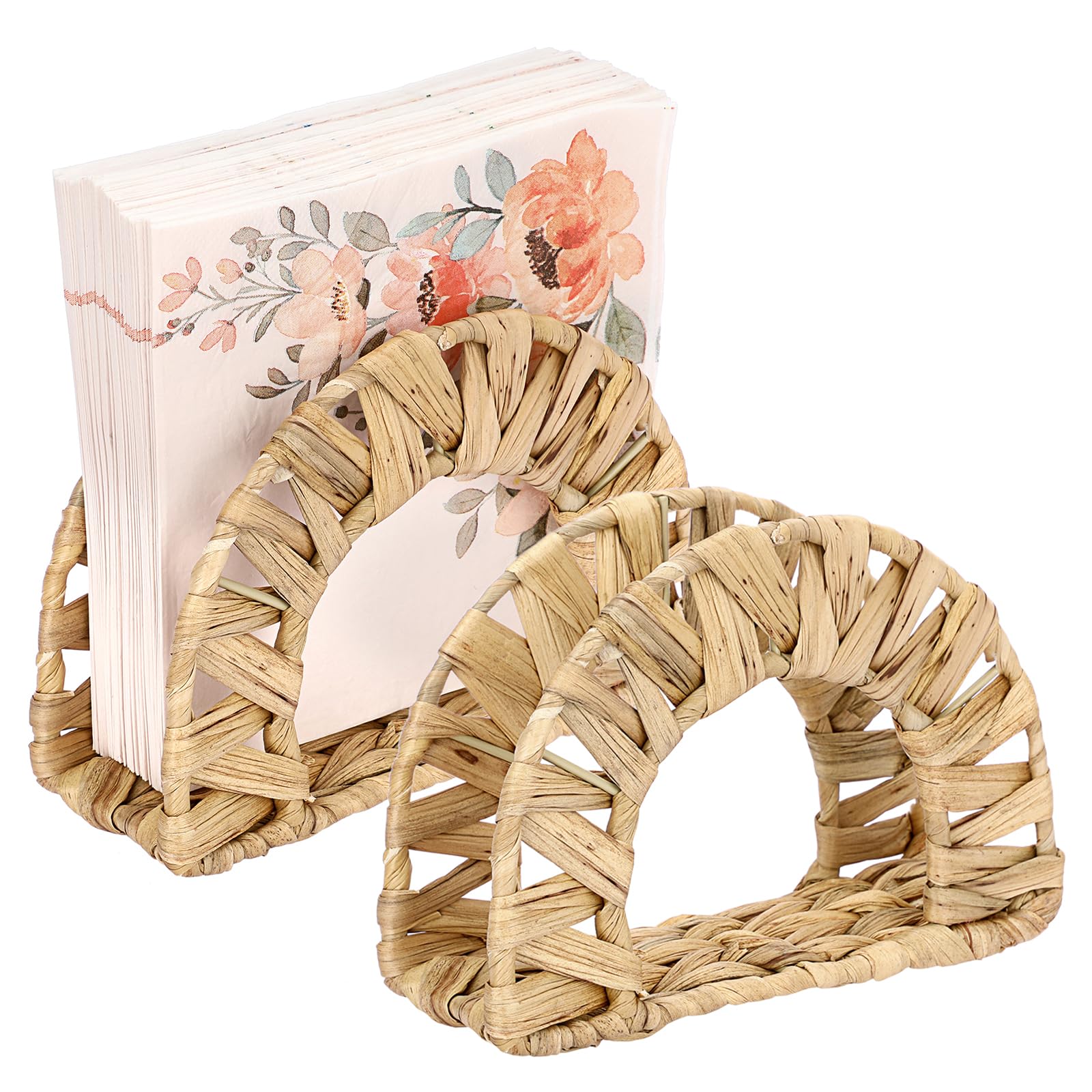 Porte-serviettes rustique en jacinthe d'eau tressée, finition artisanale