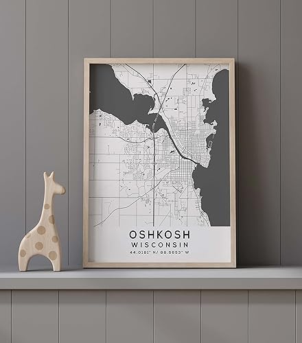 Miniatura 9 de Mapa de Oshkosh, Wisconsin, Light 2 (24x36)