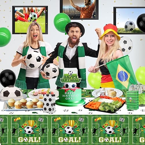 Miniatura 5 de Paquete de 4 manteles de fútbol  51 x 86 pulgadas desechables de plástico para mesas rectangulares  Suministros de fiesta de cumpleaños con temática