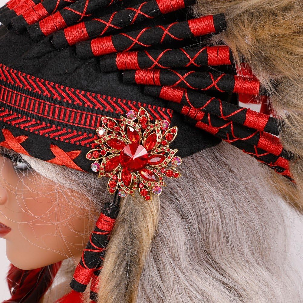 Dianzan Amerykańska ozdoba głowy unisex indiańska opaska na czoło indiańska czapka z piórem amerykańska Warbonnet ozdoba głowy kapelusz na karnawał, imprezy tematyczne