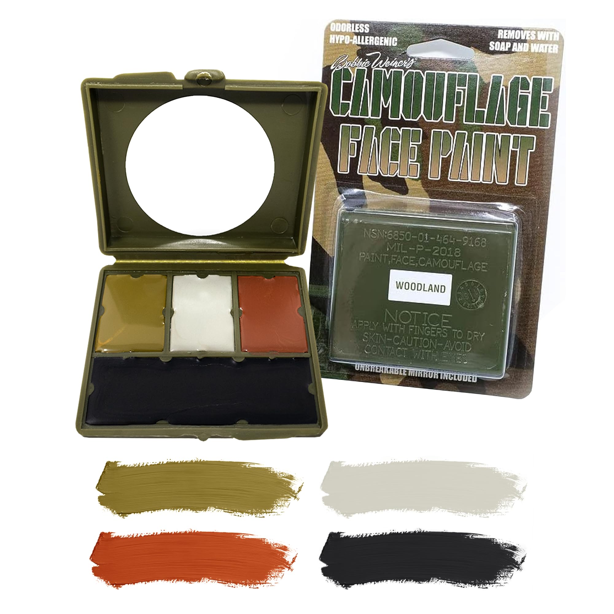 Bobbie Weiner 4 Color Woodland Face Paint Kit, Camouflage