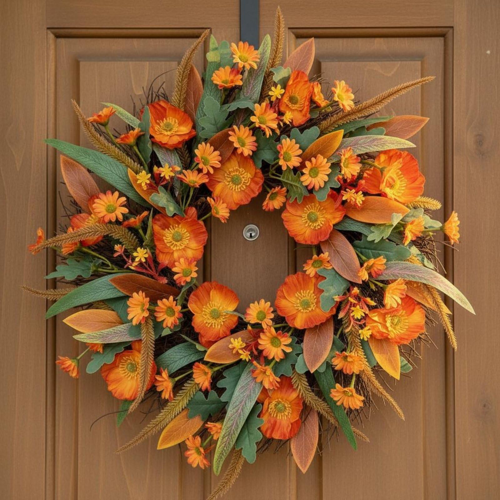F Fityle Guirnalda Decorativa de Otoño Corona Adorno Centro de Puerta con Diseño Estacional Cálido y Detalles Meticulosamente Dispuestos Adecuada para Sala Comedor Recibidor Pared Interior