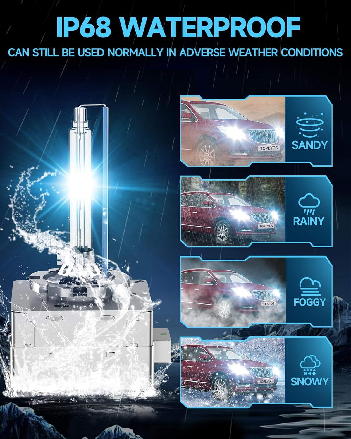 D3S HID Xenon Headlight Bulb Fit for Buick 2013-2017 Enclave 2014-2018 Envision Lacrosse Regal 2016-2019 Cascada, 8000K Blue, 35W OEM High Low Beam Xenon Light, Pack of 2