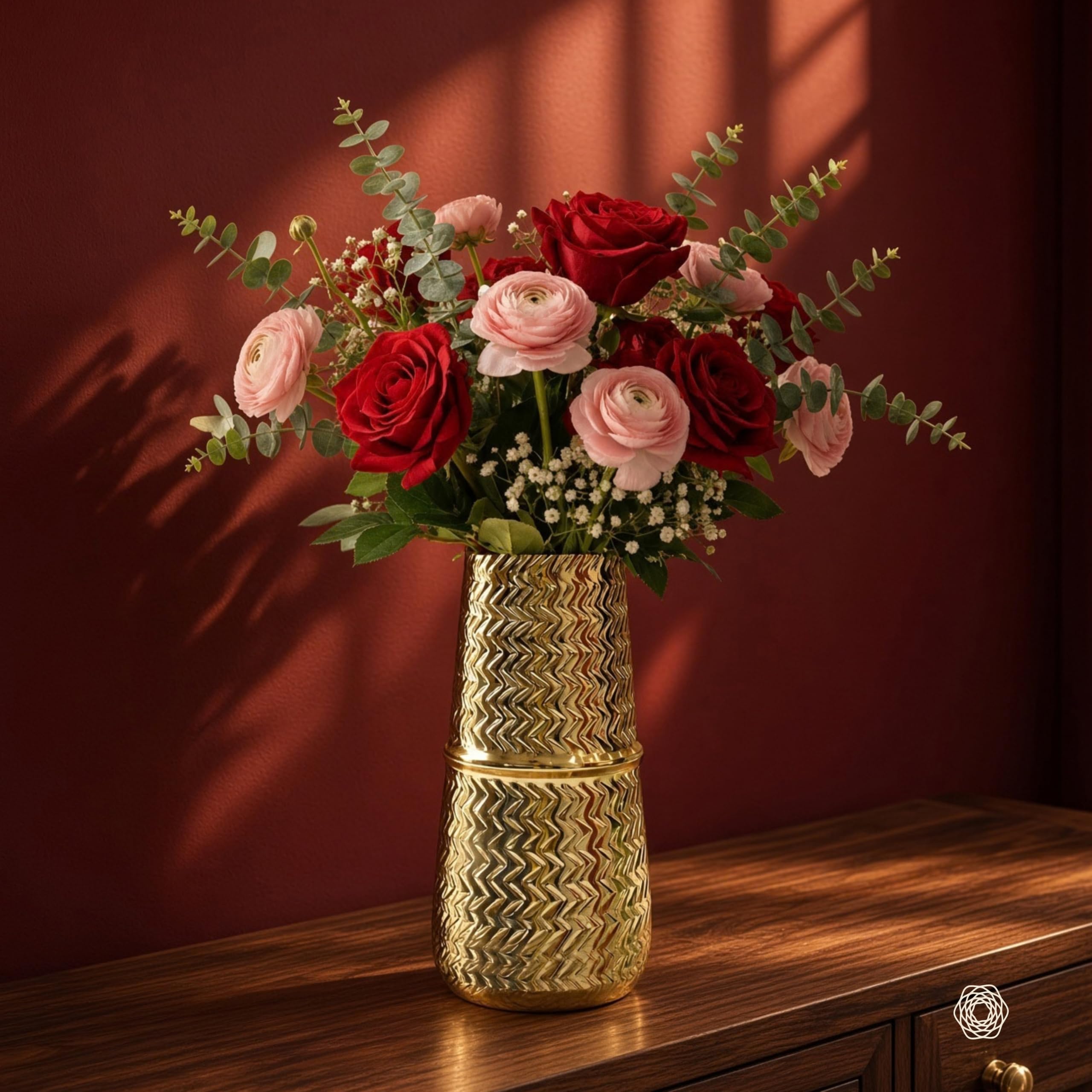 BEHOMA Golden Metal Vase - Rustic Home Decor -7