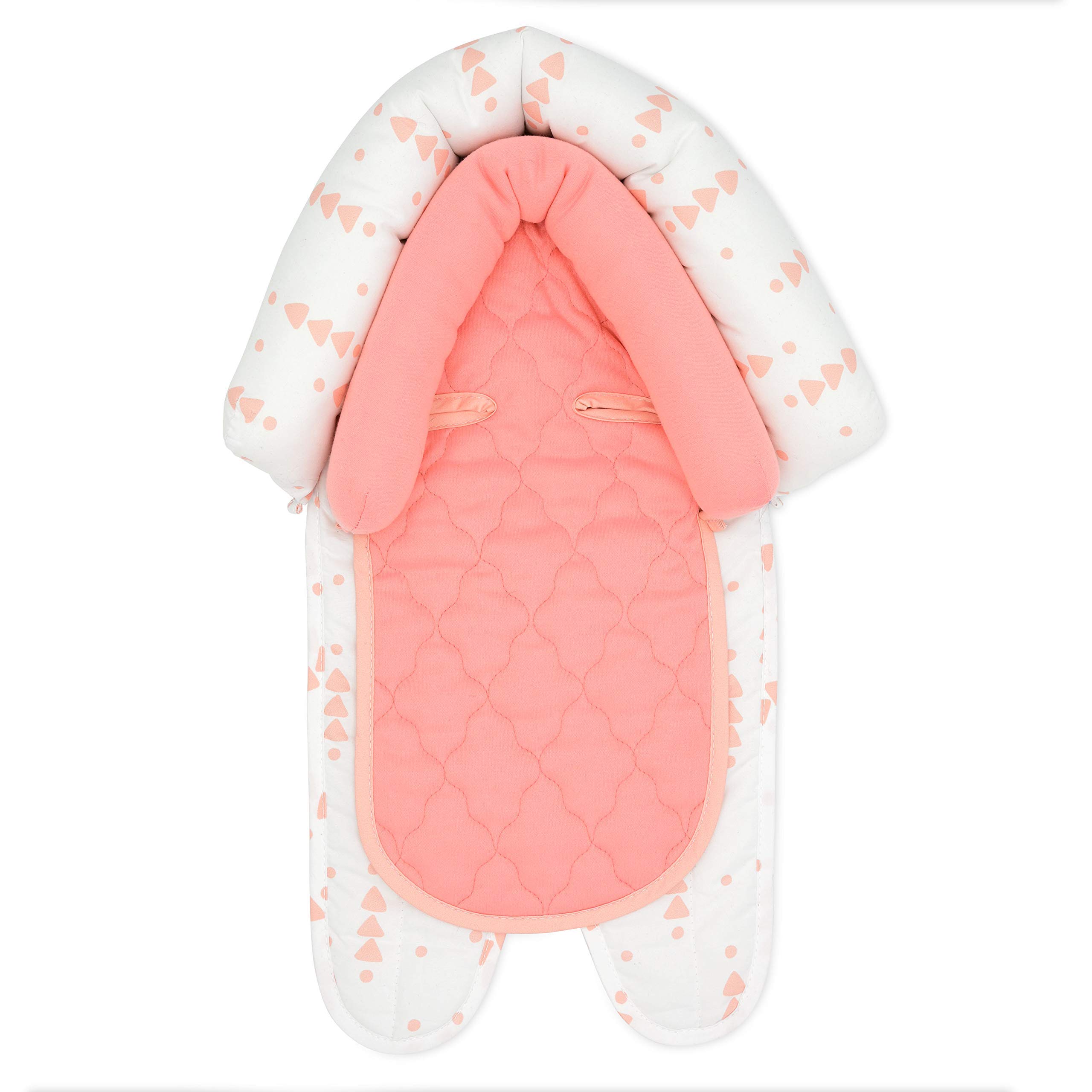 Travel Bug Baby & Toddler 2-in-1 Head Support Duo Head Support for Car Seats, Strollers & Bouncers (Pink/White)