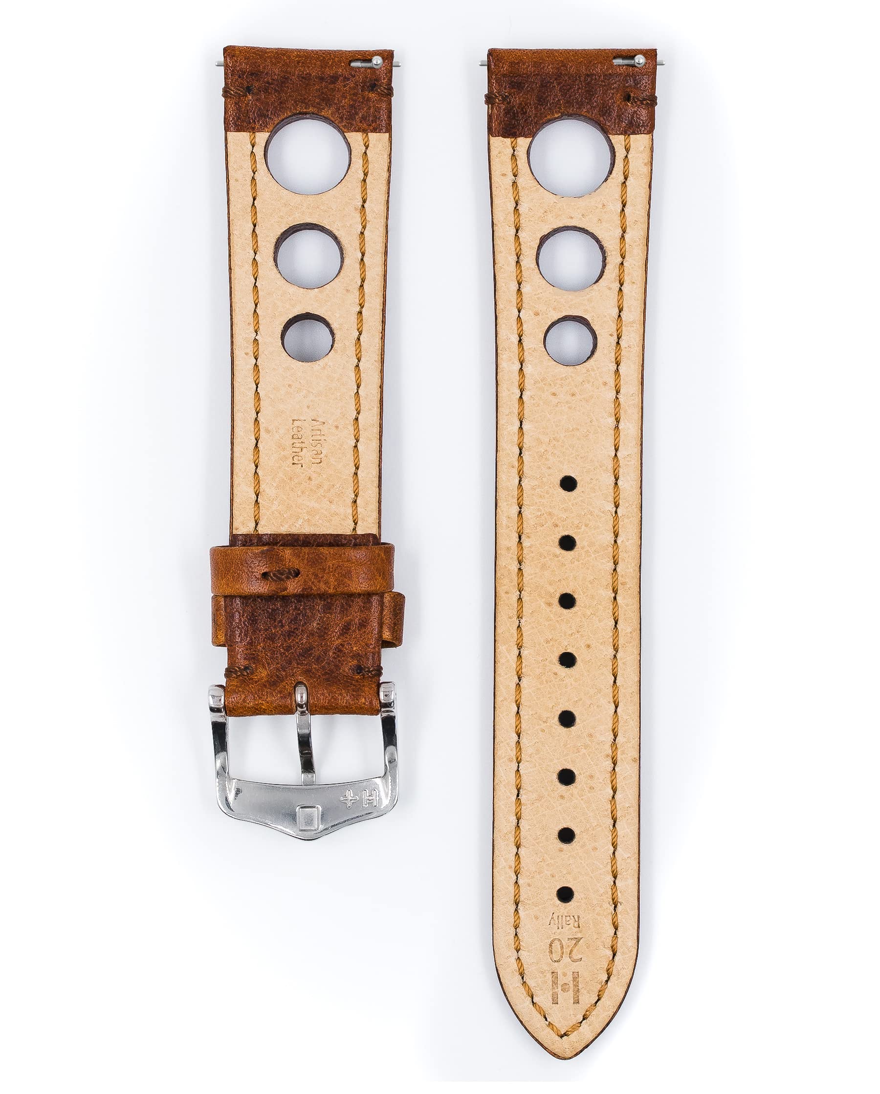 HIRSCH Bracelet de montre, unisexe, fabriqué en veau de buffle, modèle Rally, 22 mm