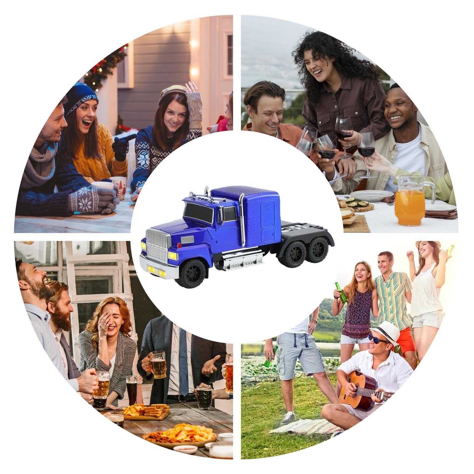 Altoparlanti da Tavolo - Microfono Integrato Audio Festa Forma Camion | Altoparlante Senza Fili da Viaggio con LED e Radio FM | per Casa Stanza Tavolo Festa Bar Patio