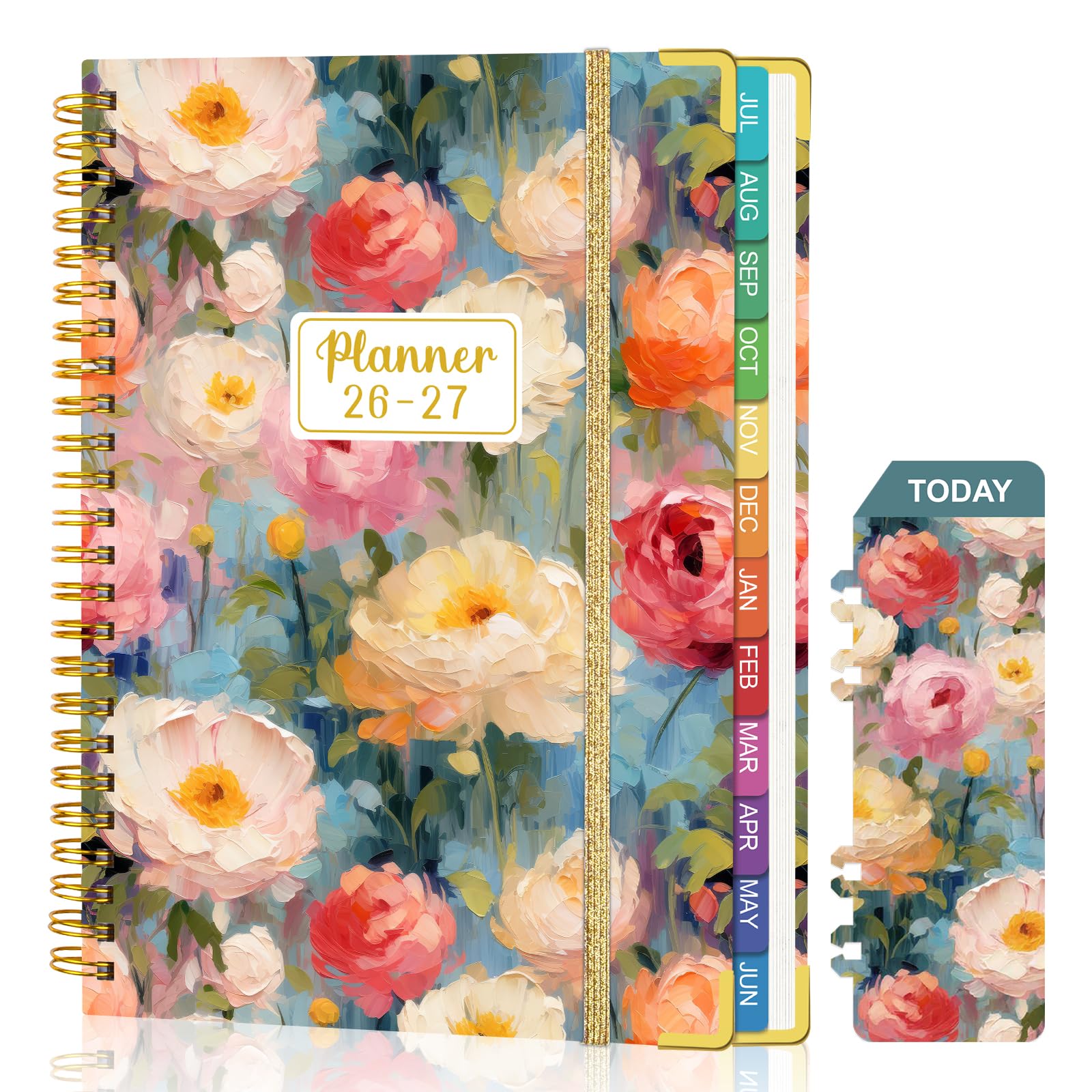 2026-2027 Planner: Agenda 2026-2027 Planner Weekly and Monthly from Jul. 2026 - Jun. 2027, 6.3" x 8.4", 2026-207 Calendar Planner with Monthly Tabs, Flexible Cover, Thick Paper, Inner Pocket for School Office Supplies(Bloom Floral)