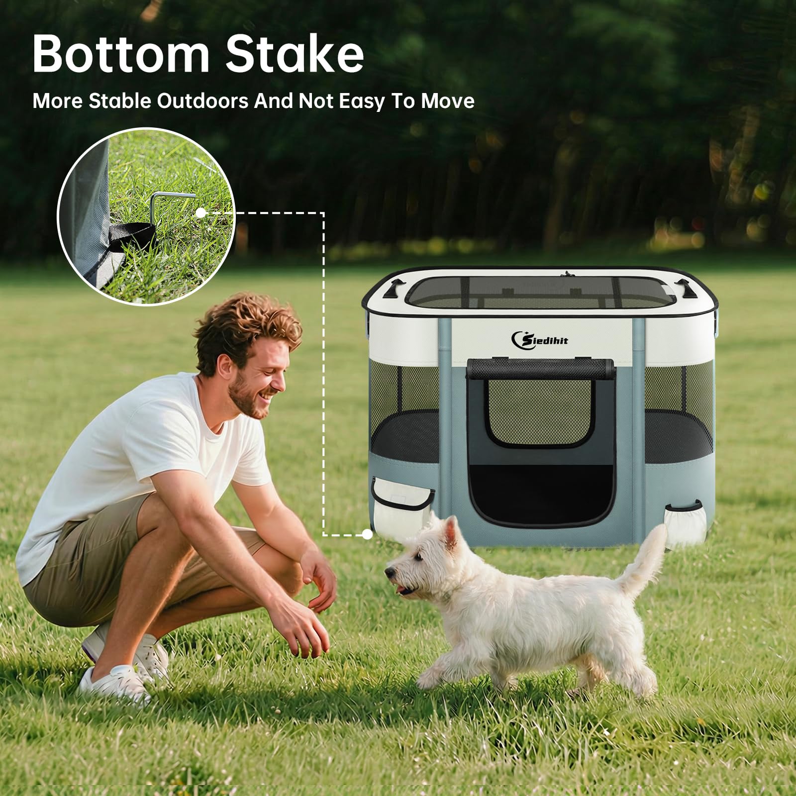 Parc de jeu pour chien, chat, chiot - Parc portable pour l'intérieur et l'extérieur, les voyages, le camping - Niche pliable pour lapin et petits animaux avec étui de transport