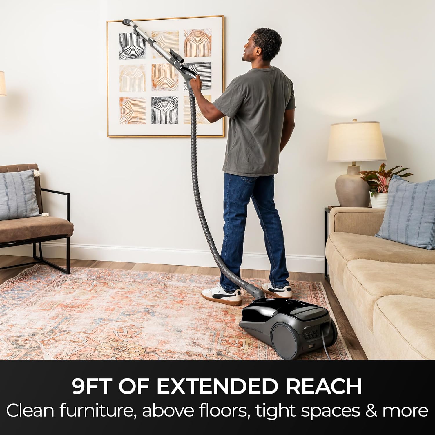 Kenmore Pet Friendly Lightweight Bagged Canister Vacuum Cleaner with Extended Telescoping Wand, HEPA, 2 Motors, Retractable Cord, and 4 Cleaning Tools, Blue - imagen 5