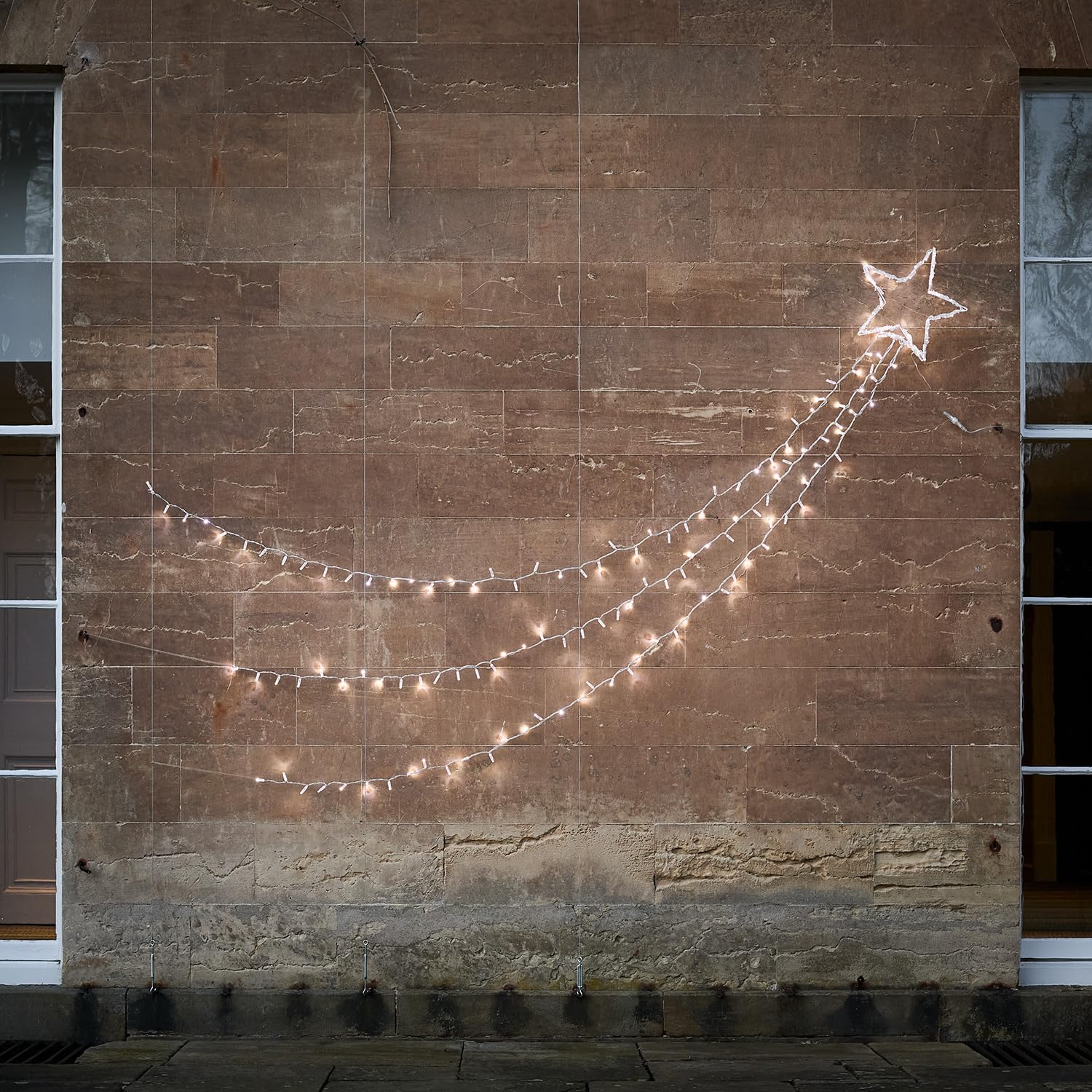 Lights4fun 300cm Dual LED Sternschnuppe Stern Silhouette mit Fernbedienung und Timer Strombetrieben Weihnachten Advent Christfest Weihnachtsdeko Außen Stern Outdoor LED