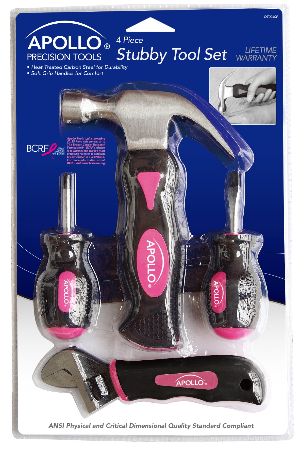 Apollo DT0240P Werkzeugset, Karbonstahl, Rose, 4 pc