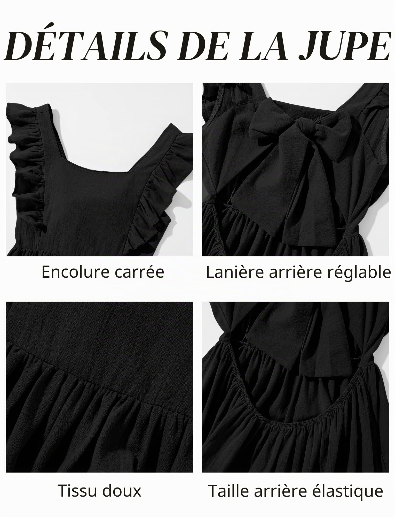 Happy Cherry - Robe Longue d'Été Fille Col Carré Manches Volantes pour Plage Vacances École Enfants Filles Robes Décontractée Trapèze pour Mariage Fête Baptême Anniversaire - 5-14 Ans