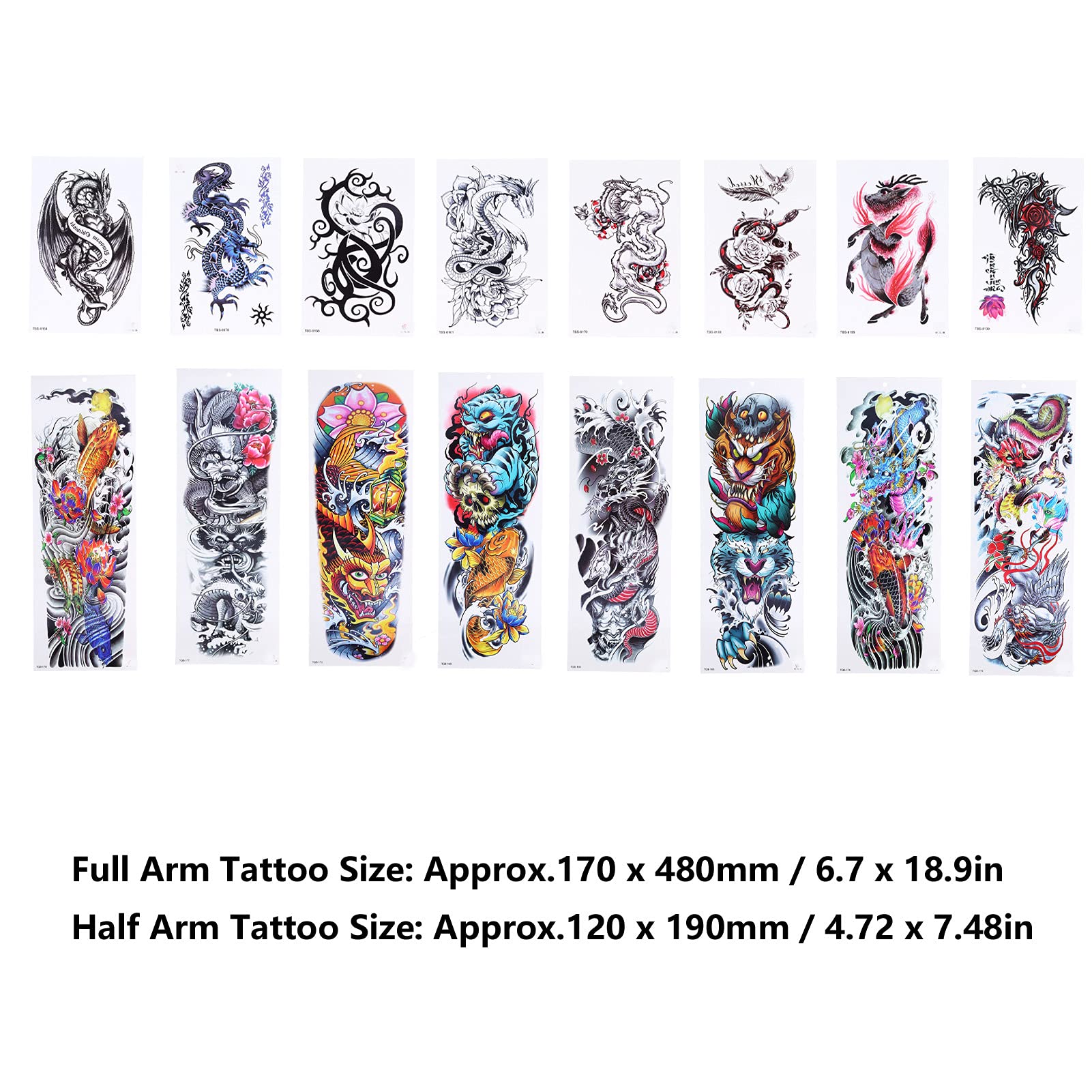 16pcs Braccio Tatuaggio Adesivo Impermeabile a Prova di Sudore Naturale Realistico Tatuaggio Temporaneo Adesivo Donna Uomo Body Art Tatuaggi Finti