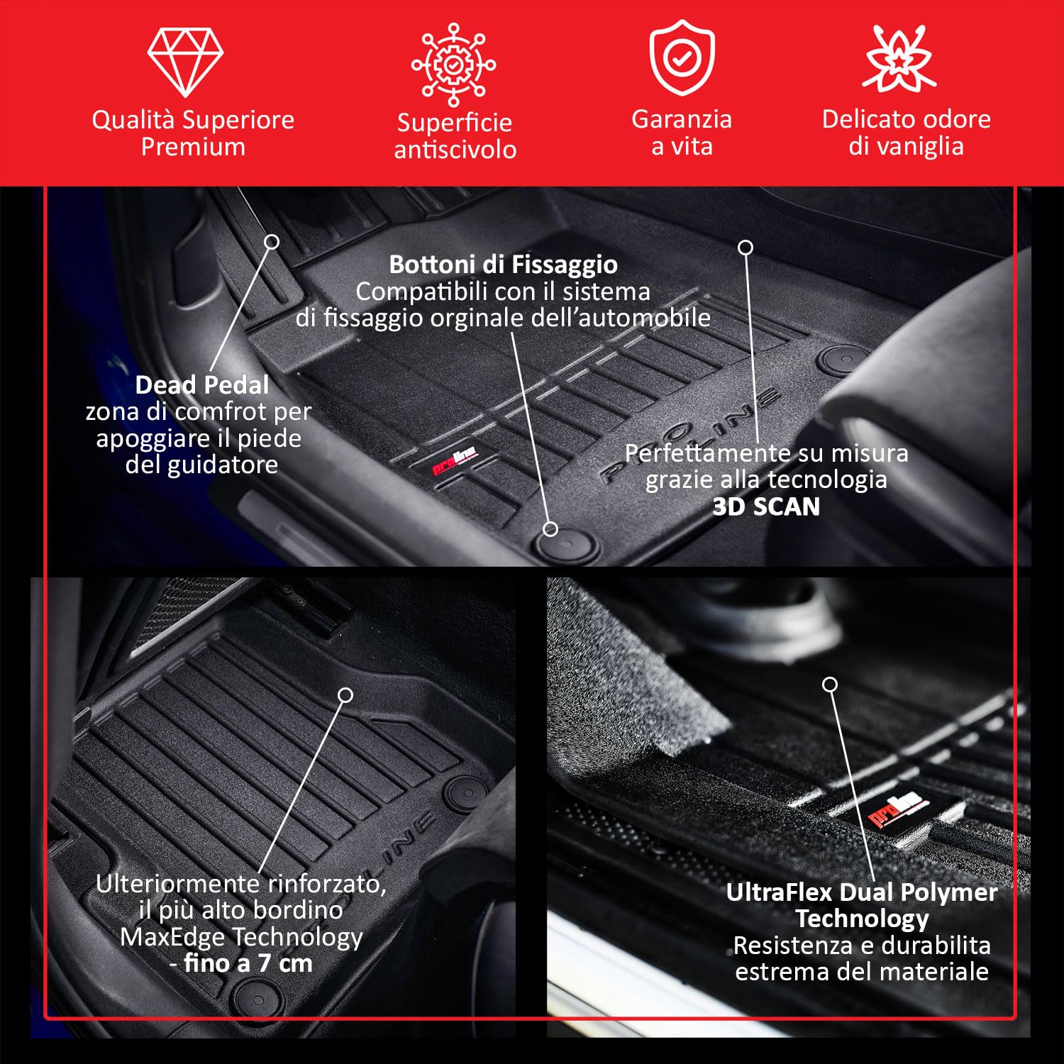 FROGUM ProLine 3D Set Esclusivo Di Tappetini Auto Per Ford Kuga III Dal 2019 | Materiale TPE Durevole | Bordini Più Alti - Foto 4