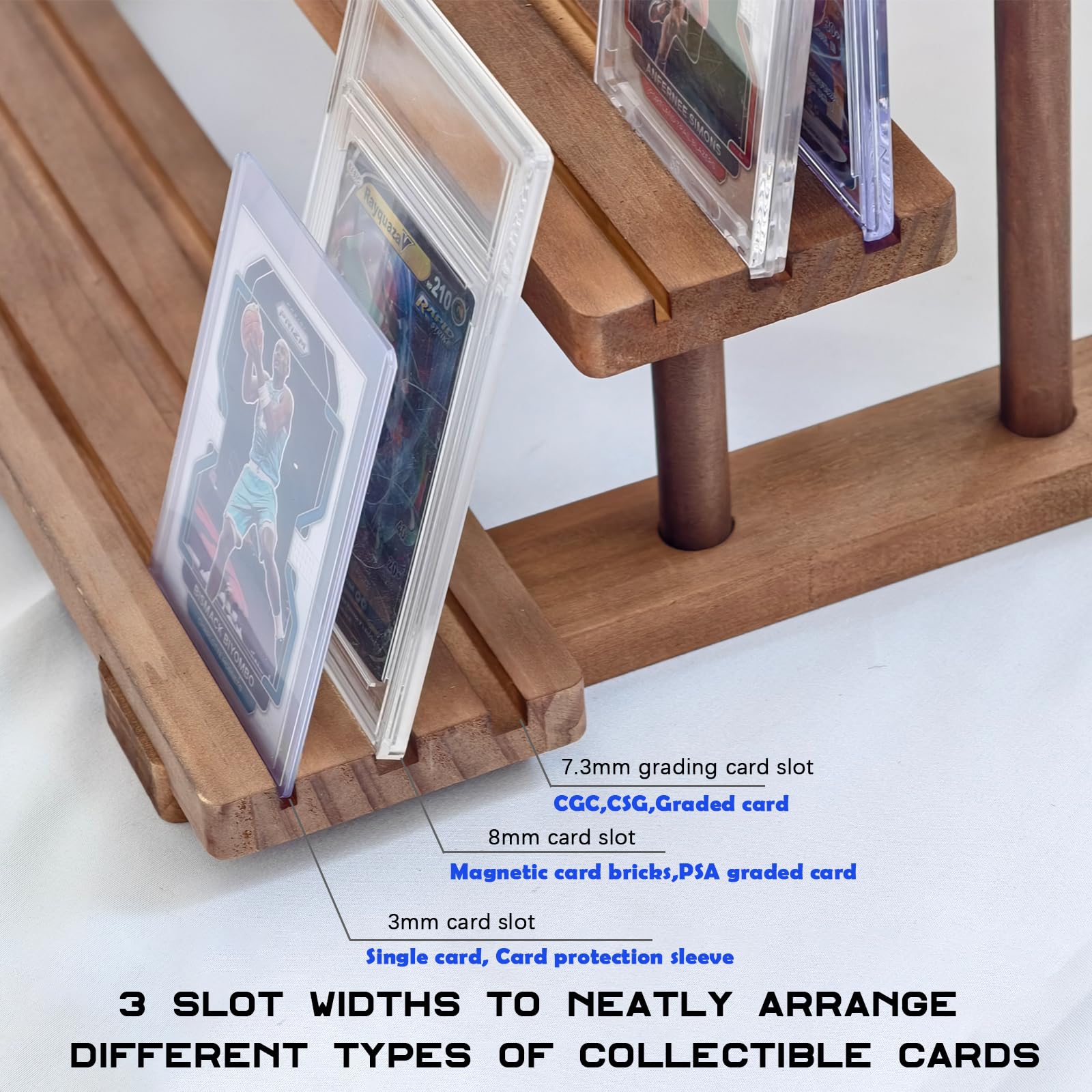 graded card display shelf Slab Trading Sport Card Stand for PSA, CGC, BGS Slabs Navy Christmas Gift hockey cards Pokemon Paradise Dragona Japanese Color:NEW! Black Suede