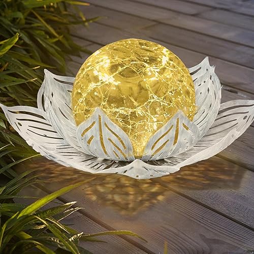 XINGTONG Luces solares de jardín, luces solares para decoración de jardín al aire libre, luz solar de flores, globo de metal agrietado, luces de