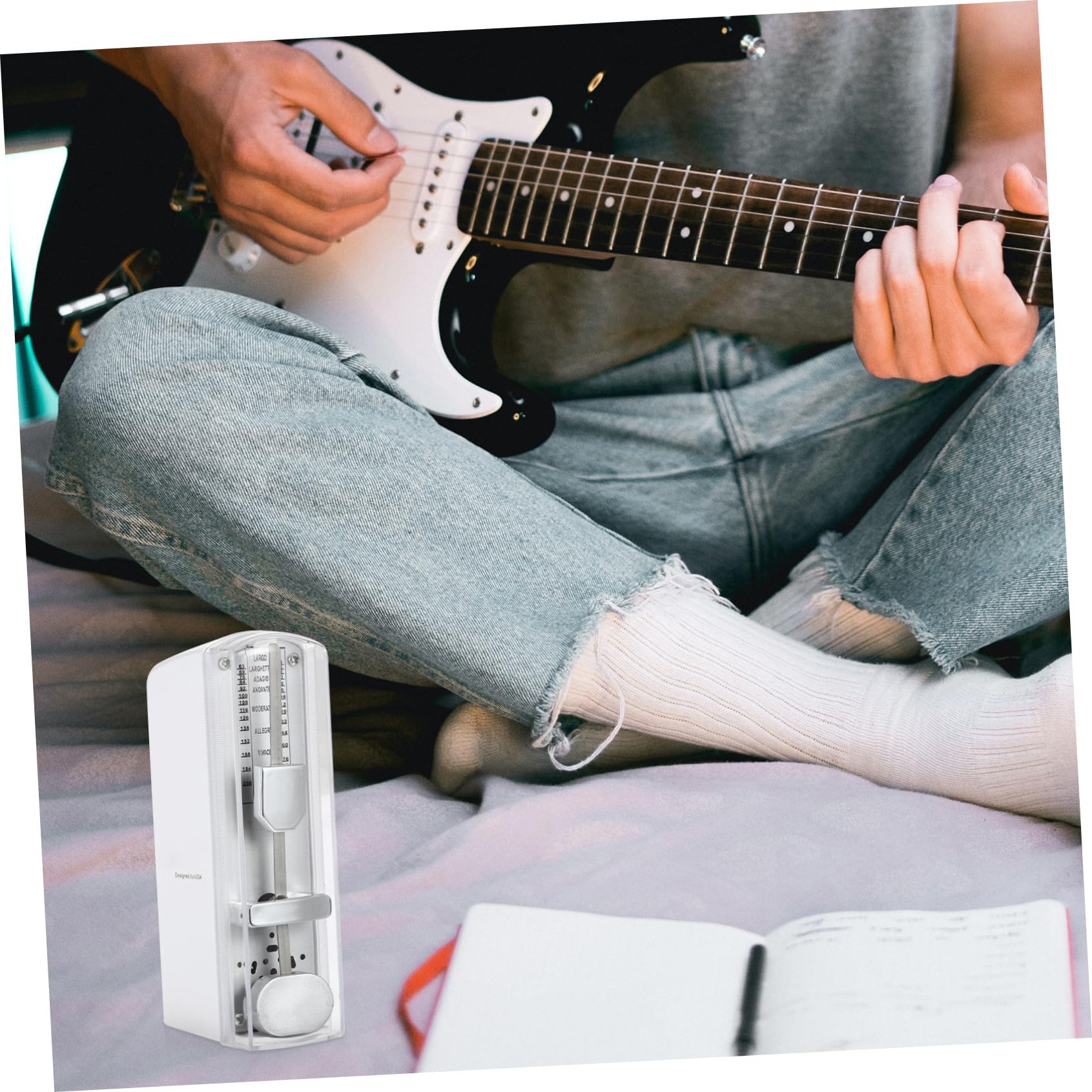 Metrónomo Mecánico Portátil Blanco para Instrumentos Musicales | Metal y Abs, Operación Simple, Fácil de Llevar y Guardar, para Principiantes, Uso Zíter y Violín