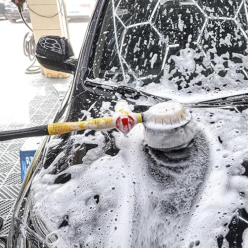 Miniatura 4 de Pureadee Cepillo retráctil giratorio automático para lavado de auto, cepillo de lavado de autos con mango largo, mopa giratoria de 360, kit de