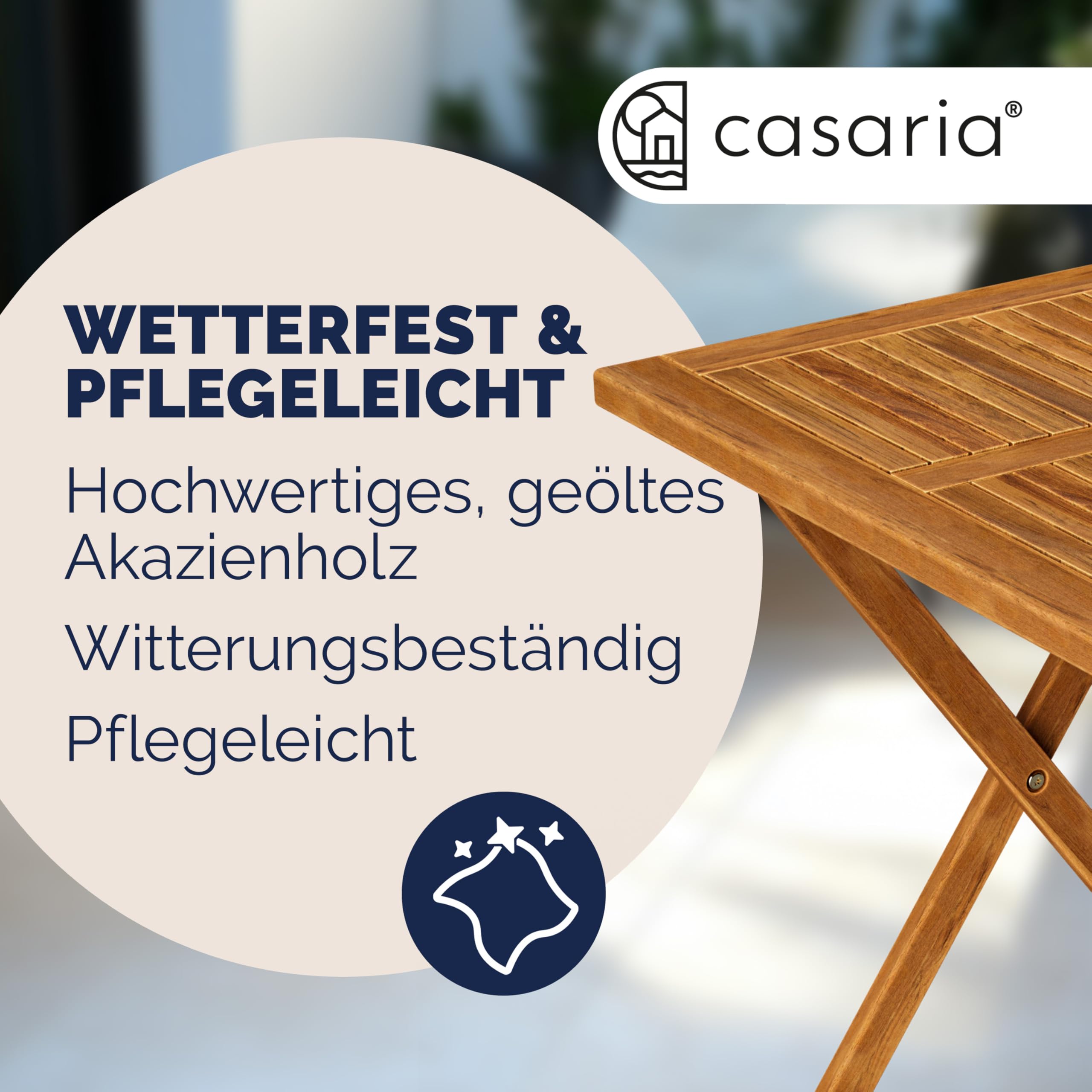 Casaria® Gartentisch Balkontisch Wetterfest Klappbar Holz 70x70cm 80kg Belastbarkeit Balkon Garten Terrasse Tisch Klapptisch Pflanztisch Akazie Braun