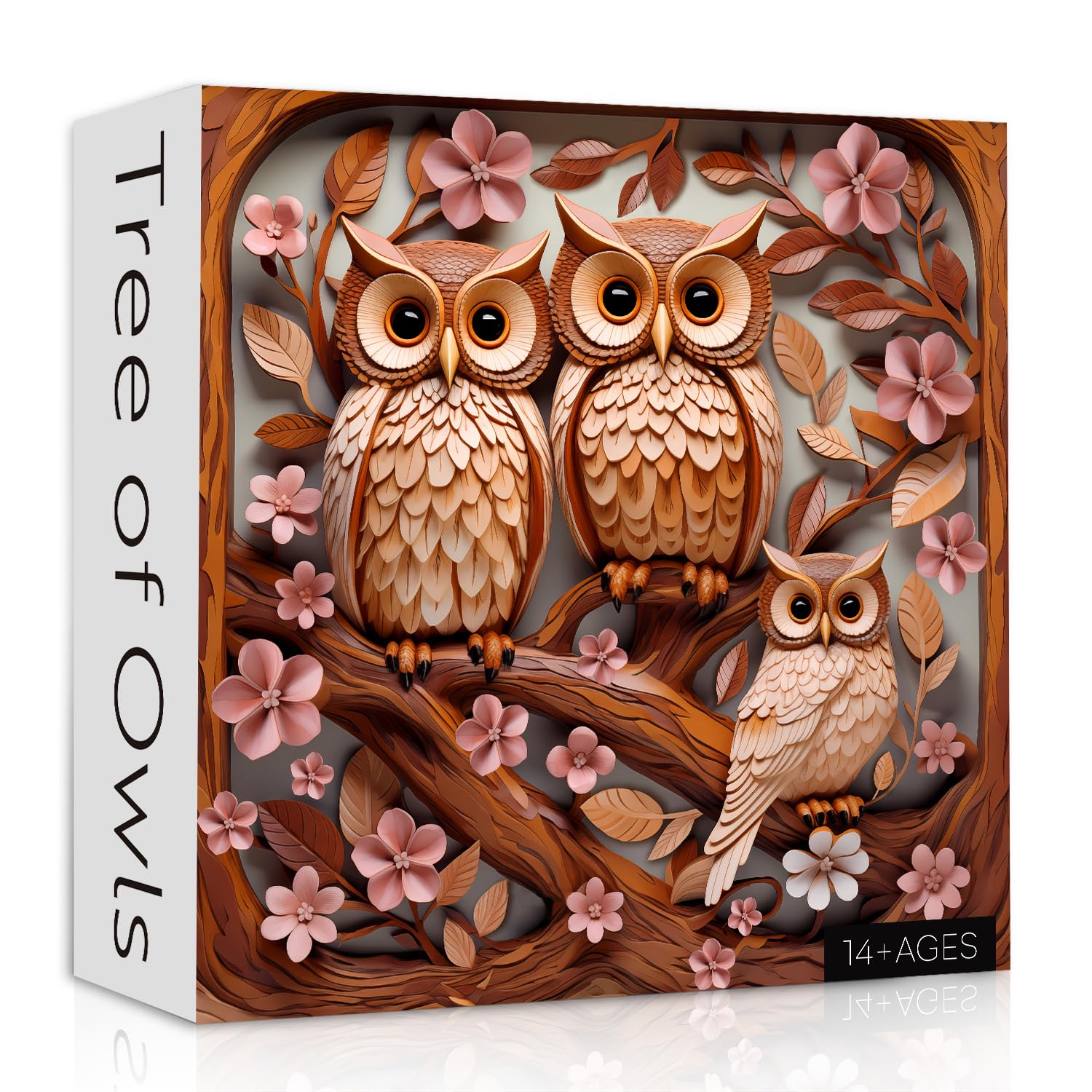 Owl Puzzles for Adults 1000 Pieces, Retro Bird Family Tree Jigsaw Puzzles，Impossible Flower Forest Animalas Puzzle as Home Decor