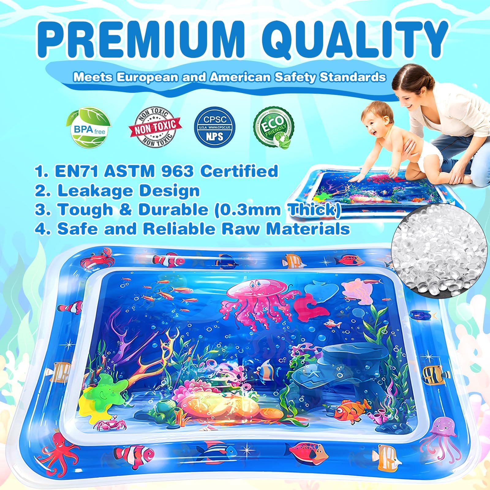 Tapis de Jeu Aquatique Gonflable Sans BPA pour Bébés 0-3 ans