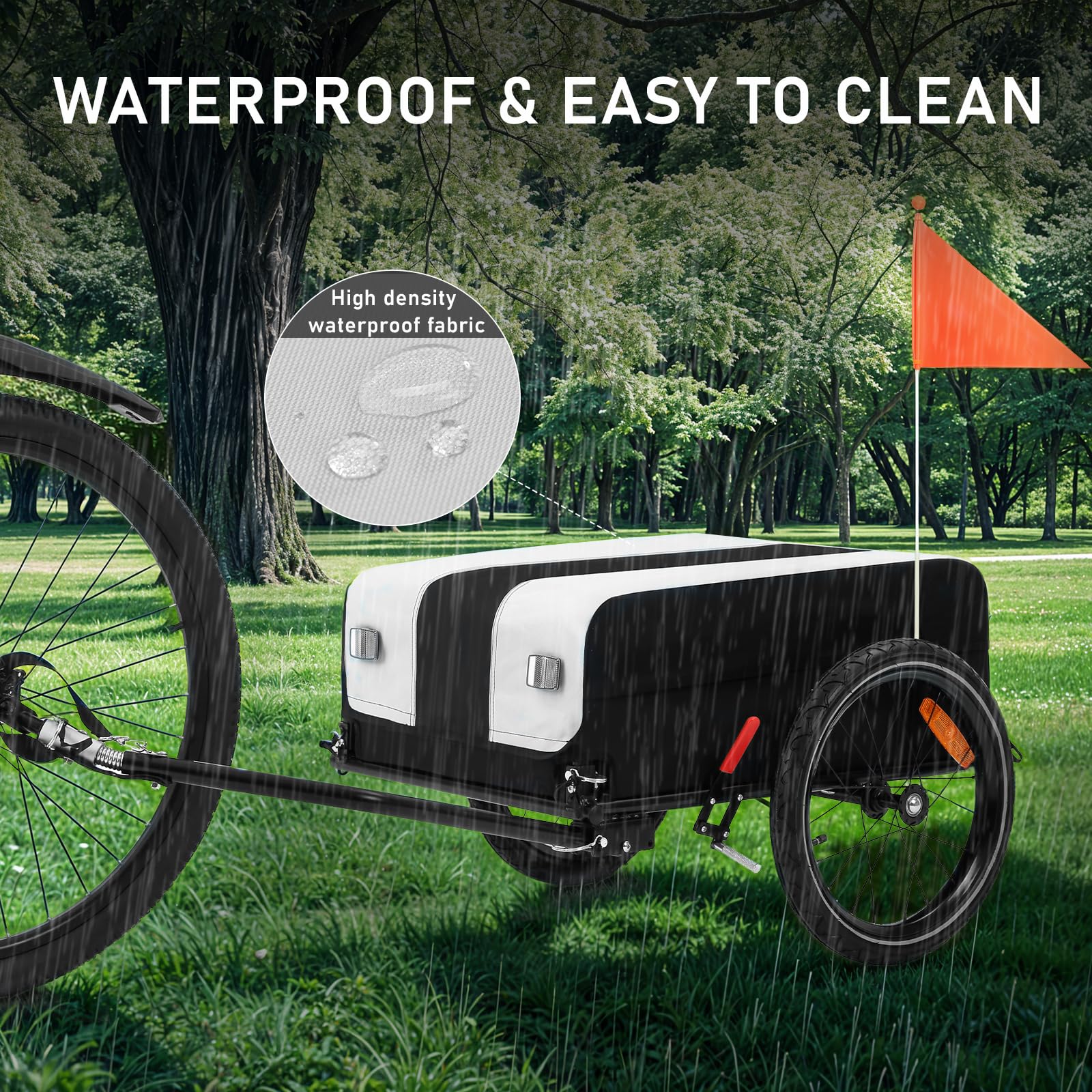 SEPNINE Remorque de vélo avec bâche de protection, remorque de transport en acier, remorque de vélo robuste, capacité de charge maximale 40 kg