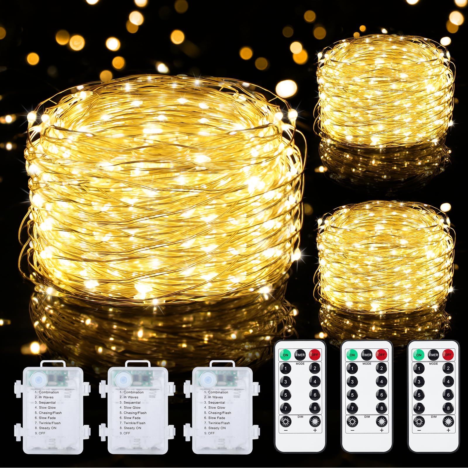 4 Pack 20ft 60 LED Fairy Lights Battery Operated Starry String Lights