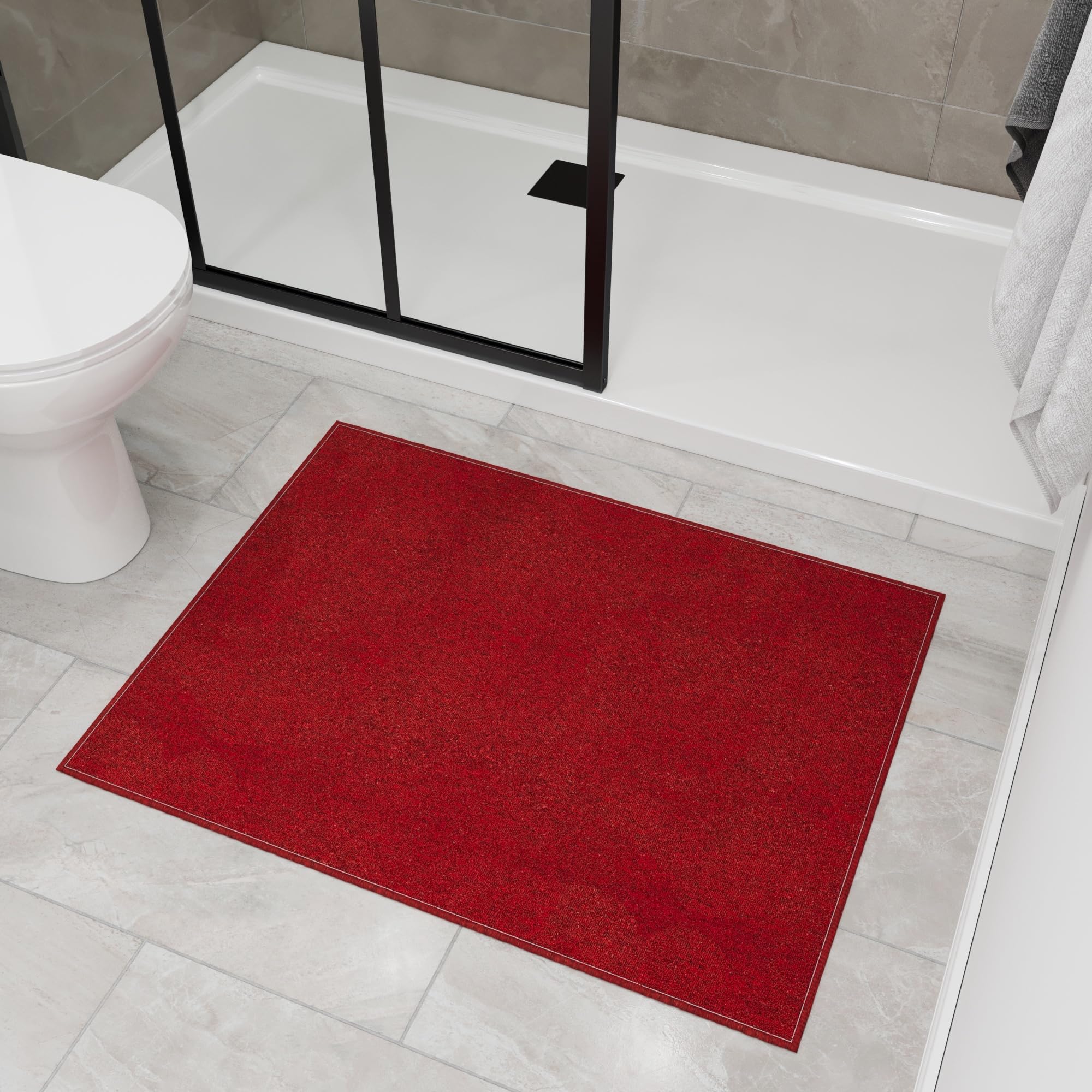 Ottomanson 2'7" x 4' Ultra-Thin Entryway Rug - Durable Non-Slip Mat for High-Traffic Areas - Fits Under Doors for Easy Entry - Ideal for Front Door,