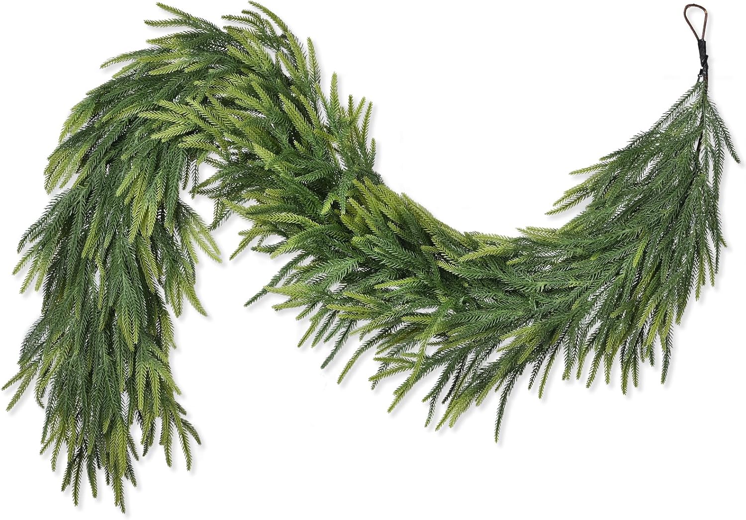 Christmas Norfolk Pine Garlands, Artificial Greenery Garland Realistic Cedar Garland for Mantle Holiday Indoor Outdoor Fireplace Winter Christmas Decor - Image 4