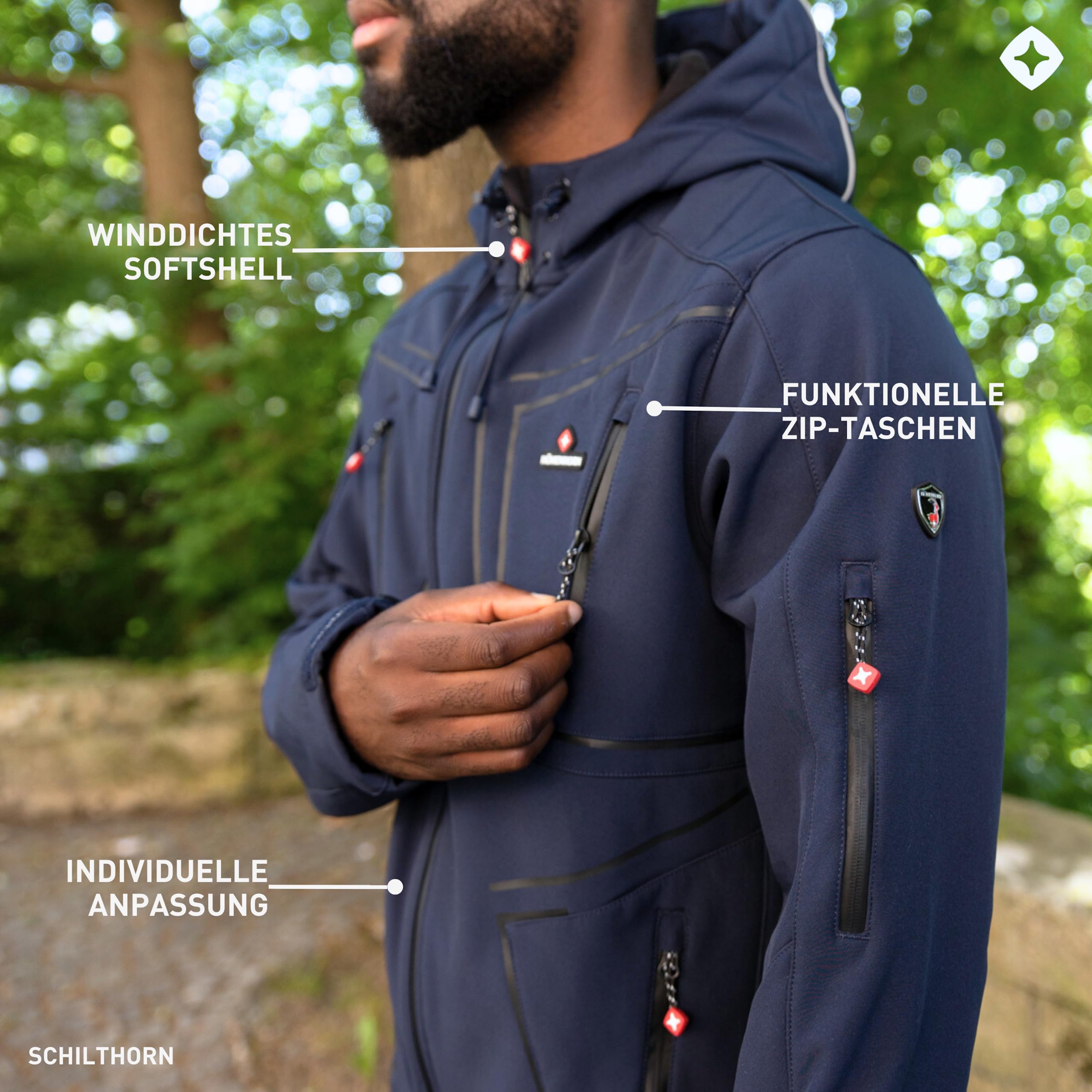 Höhenhorn Schilthorn Herren Softshell Jacke Outdoor Funktionsjacke Freizeitjacke Wasserabweisend Atmungsaktiv Winddicht