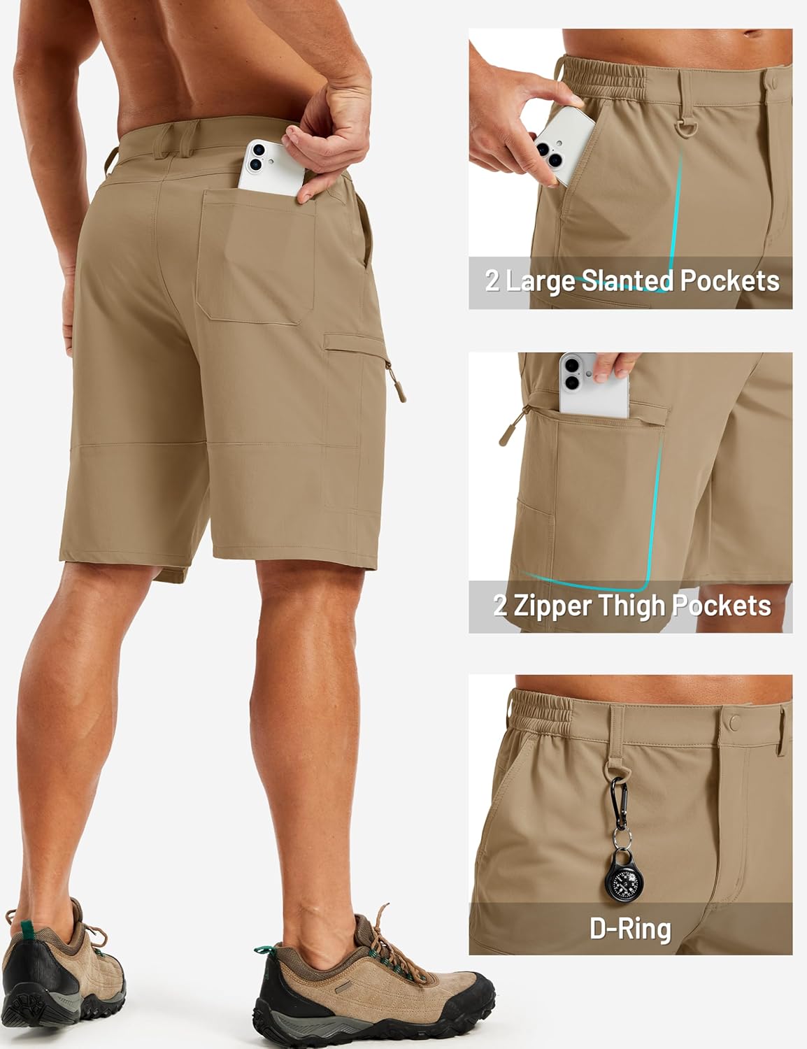 TACVASEN Men's Hiking Cargo Shorts Quick Dry Lightweight for Outdoor Golf Fishing Tactical Casual with Multi Pockets