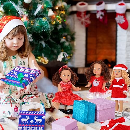 Miniatura 5 de Liitrsh 14 piezas de ropa y accesorios de muñeca de Navidad de 18 pulgadas, juego de 6 juegos de ropa, vestido, 2 pares de zapatos, 3 piezas,