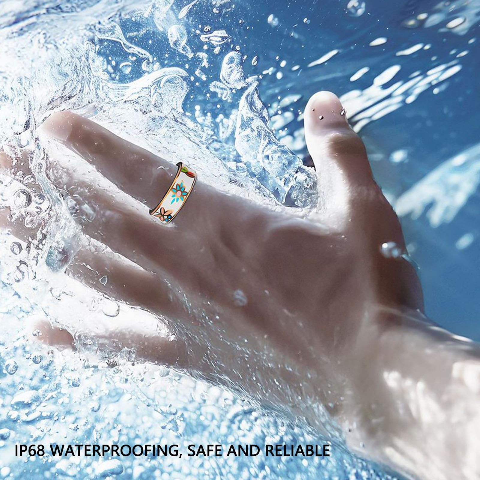 Anillo Inteligente con Artesanía Esmaltada y Fotografía Remota, IP68 para Monitoreo del Sueño y Seguimiento del Estado Físico, (8 ID: 18,1 mm/0,711 Pulgadas, Circunferencia: 56,9 mm/2,24