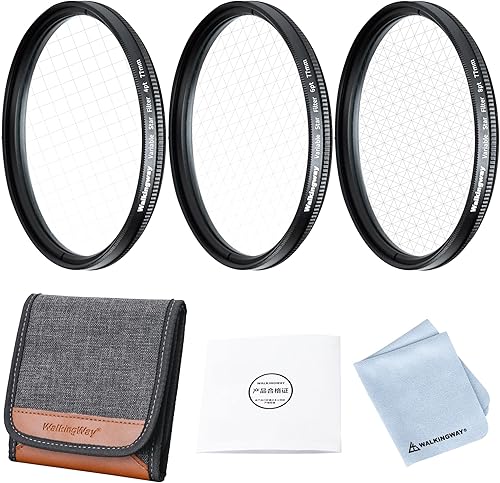 Miniatura 8 de Juego de filtros de estrella variable de 2.638 in, filtro Starburst ajustable de 4,6,8 puntos con estuche de filtro de 3 bolsillos para Canon Nikon